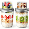 thumbnail image 1 of MOJINO Overnight Oats Containers with Lids, Dual-Layer Glass Meal Prep Jars with Airtight Aluminum Lids, Dry & Wet Separation Food Jars for Yogurt, Cereal, Chia Pudding & Fruit, 1 of 8