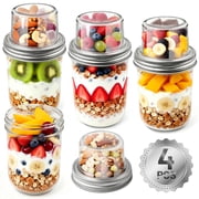 MOJINO Overnight Oats Containers with Lids-Glass Dual-Layer Meal Prep Containers, wide mouth glass jar with Dry&Wet Separation for Chia Pudding, Yogurt Parfait,Reusable Airtight Food Jars