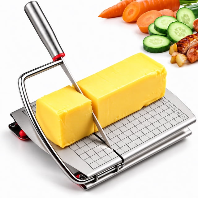 Sharp Point Screwdriver MOJINO Stainless Steel Cheese Slicer with Board, 8 x 5 Inch Cheese ...