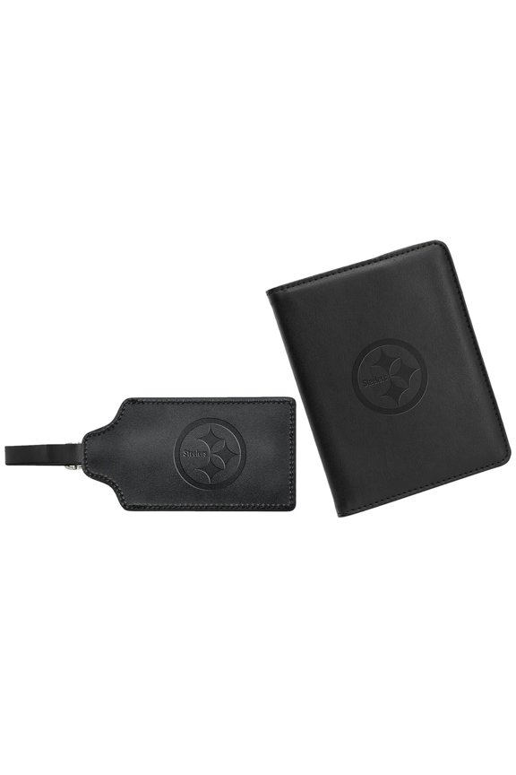 MOJO Black Pittsburgh Steelers Leather Luggage Tag & Passport Holder Set