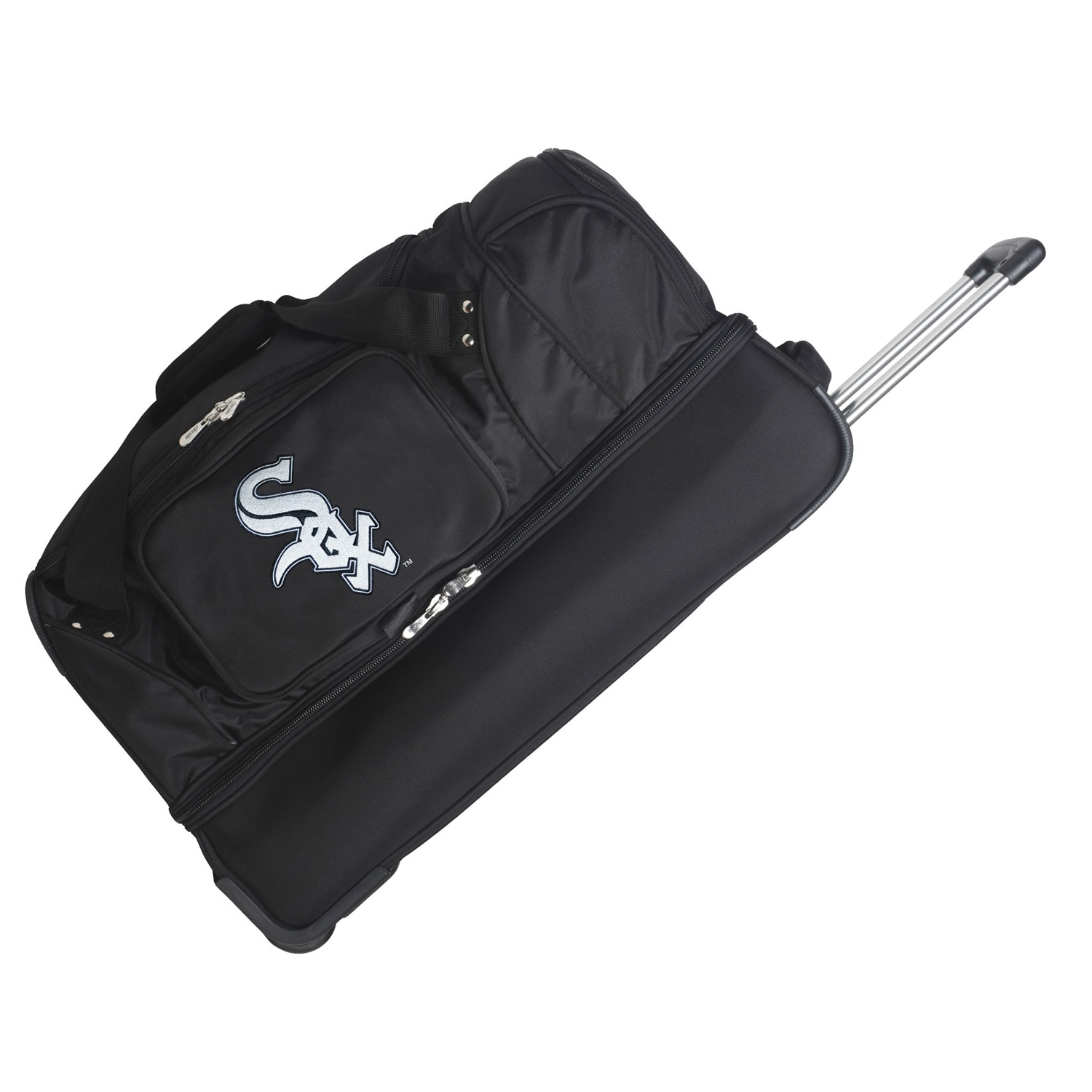MOJO Chicago White Sox Black 27'' 2-Wheel Drop Bottom Rolling Duffel Bag
