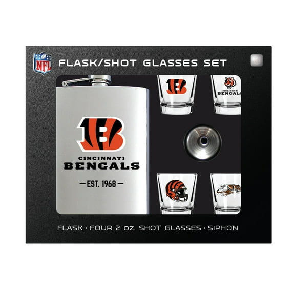 MOJO Cincinnati Bengals Shot Glass & Flask Gift Set