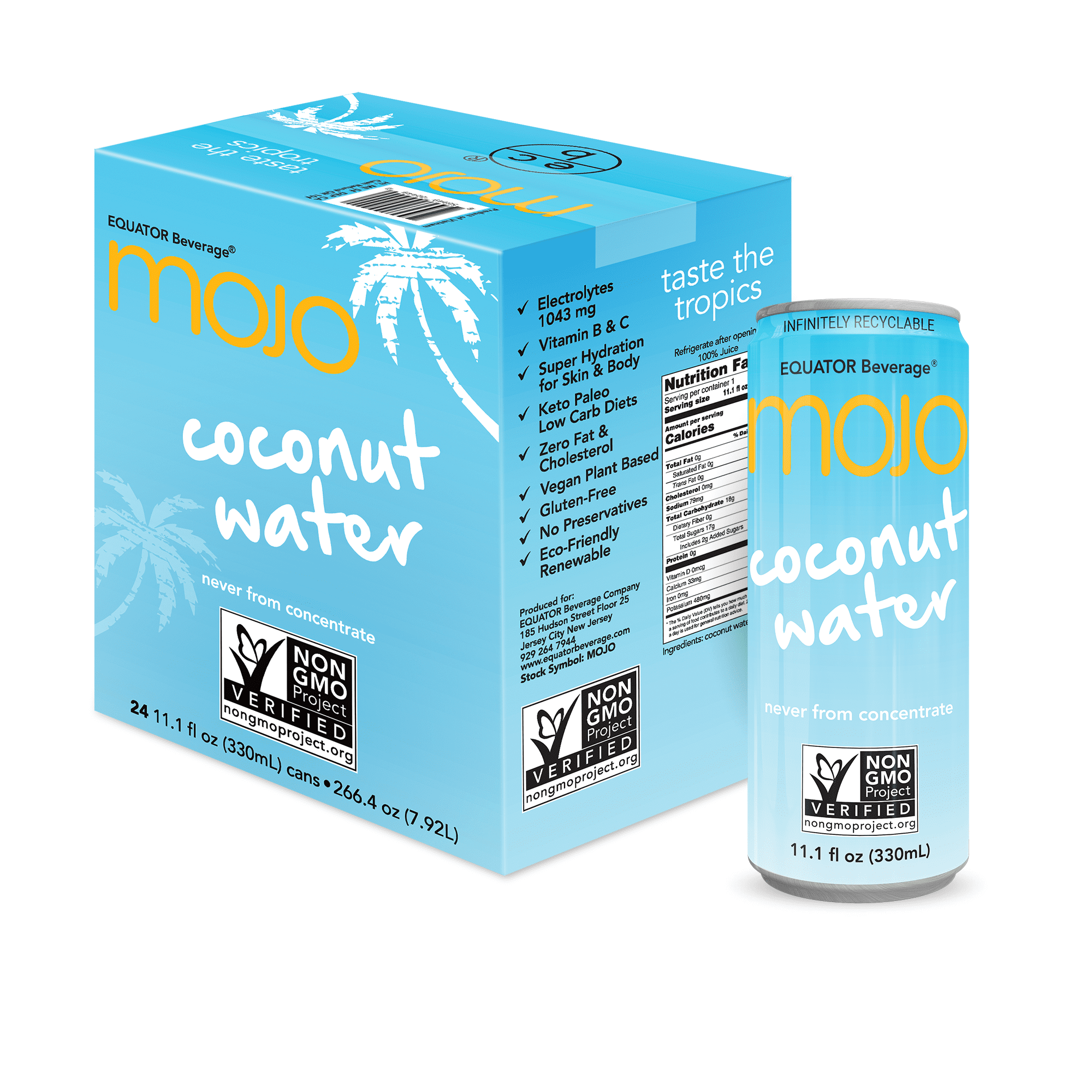 MOJO Coconut Water Hydration & Sports Drink Electrolytes 1043 mg