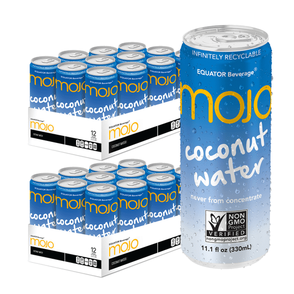 MOJO Coconut Water | Hydration Drink & Sports Drink | Electrolytes Beverage 1043 mg | Vitamin B & C | Hydration Drink for Skin & Body | 11.1 Oz (Pack Of 24)