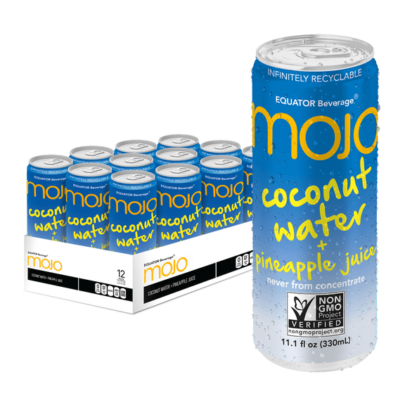 MOJO Coconut Water + Pineapple Juice | Hydration Drink & Sports Drink | Electrolytes Beverage 1043 mg | Vitamin B & C | Hydration Drink for Skin & Body | 11.1 Oz (Pack Of 12)