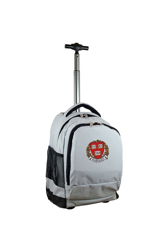 Gray Harvard Crimson 19'' Premium Logo Wheeled Backpack