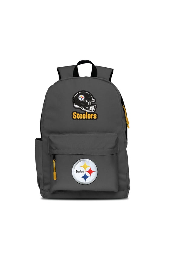 Gray Pittsburgh Steelers Two Logo Campus Backpack