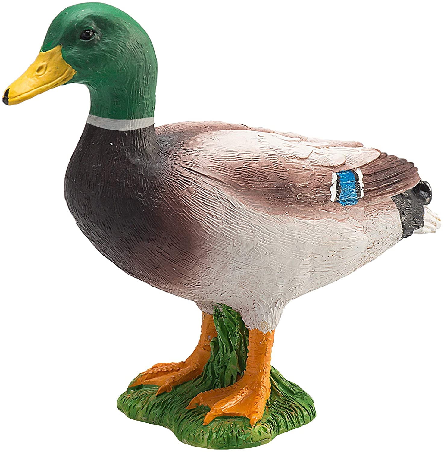 Hand-Painted Green and Brown Mallard Duck Toy Figure