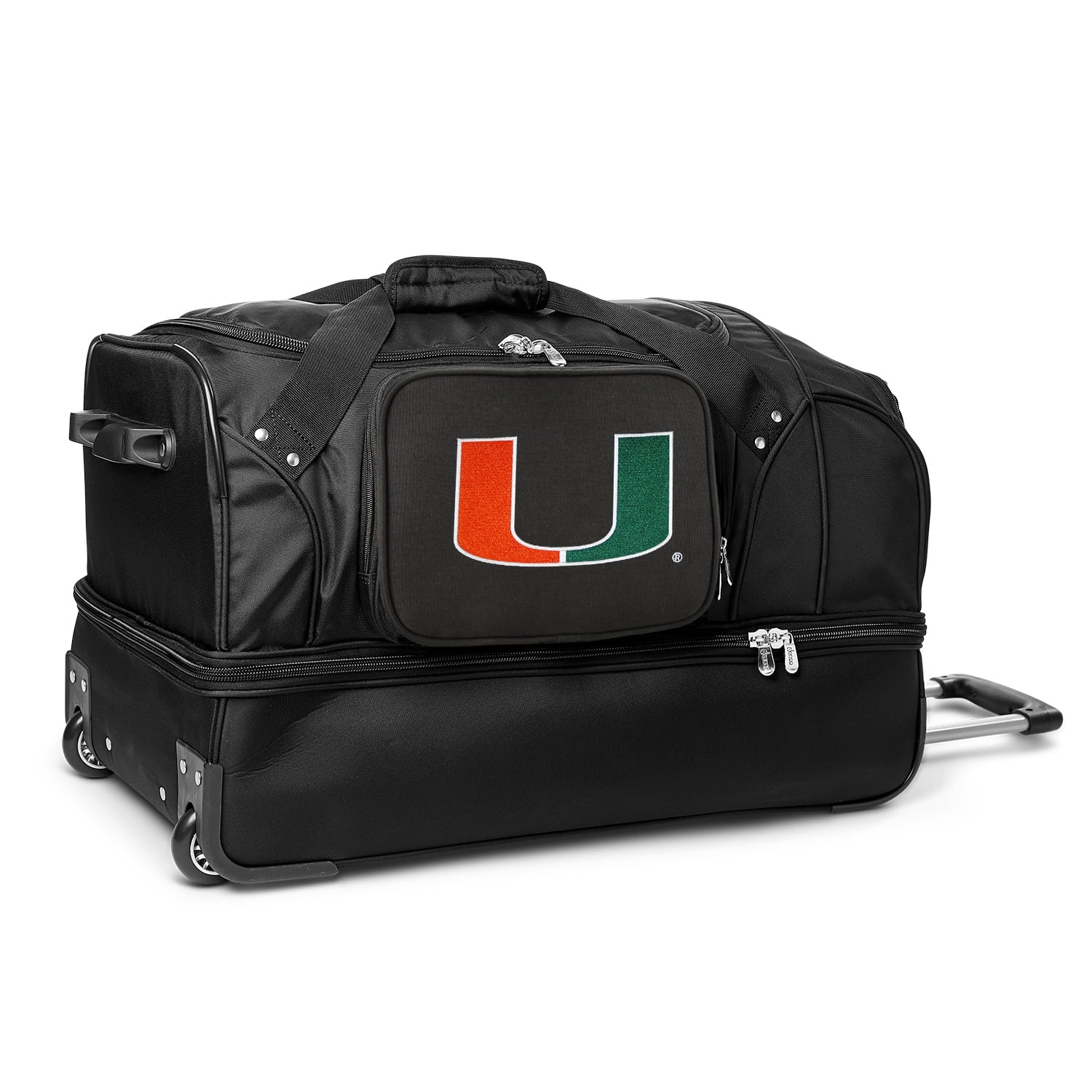 MOJO Miami Hurricanes Black 27'' 2-Wheel Drop Bottom Rolling Duffel Bag