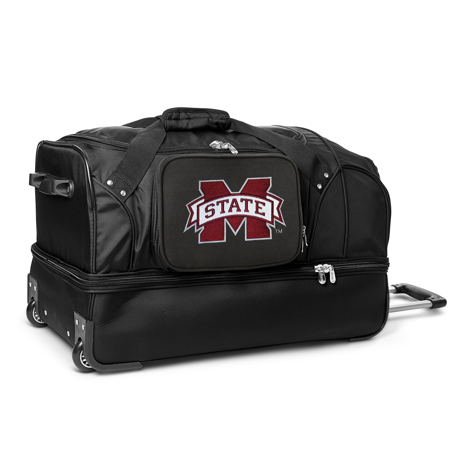 MOJO Mississippi State Bulldogs Black 27'' 2-Wheel Drop Bottom Rolling Duffel Bag