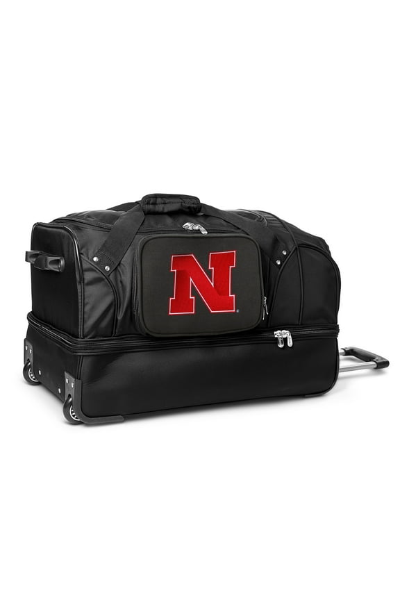 MOJO Nebraska Huskers Black 27'' 2-Wheel Drop Bottom Rolling Duffel Bag