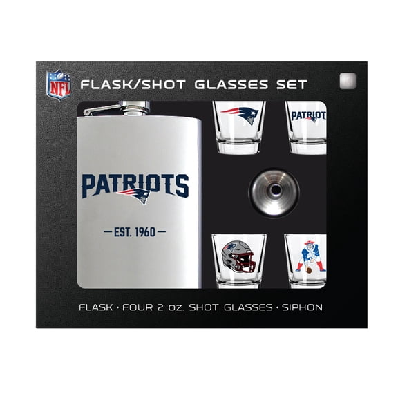 MOJO New England Patriots Shot Glass & Flask Gift Set