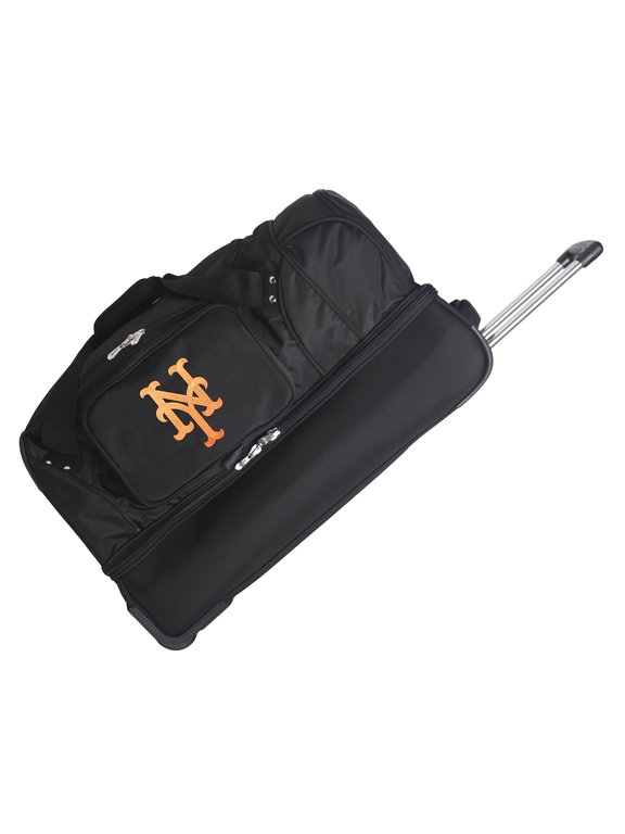 MOJO New York Mets Black 27'' 2-Wheel Drop Bottom Rolling Duffel Bag
