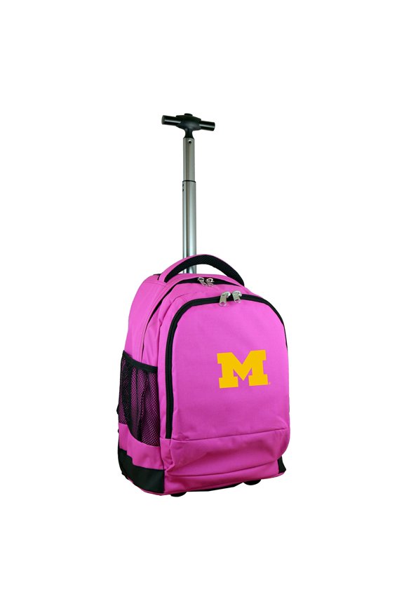 MOJO Pink Michigan Wolverines 19'' Premium Wheeled Backpack