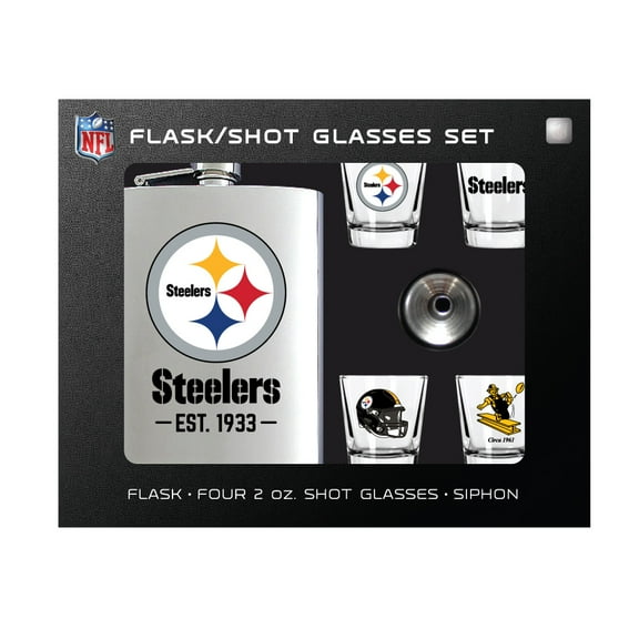 MOJO Pittsburgh Steelers Shot Glass & Flask Gift Set