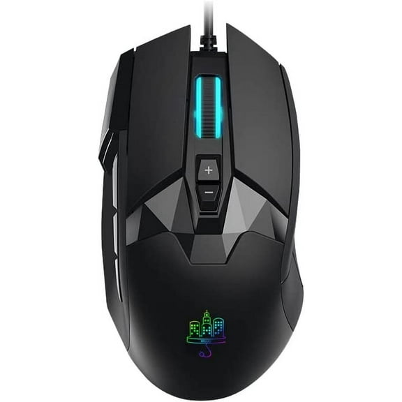 MOJO Pro Performance Silent Gaming Mouse - Wired Gaming Mouse w/ 9 Programmable Buttons including Sniper (rapid fire) key, 12000 DPI, 1000 Hz, Force Adjustable Buttons, Custom Gamer Profiles