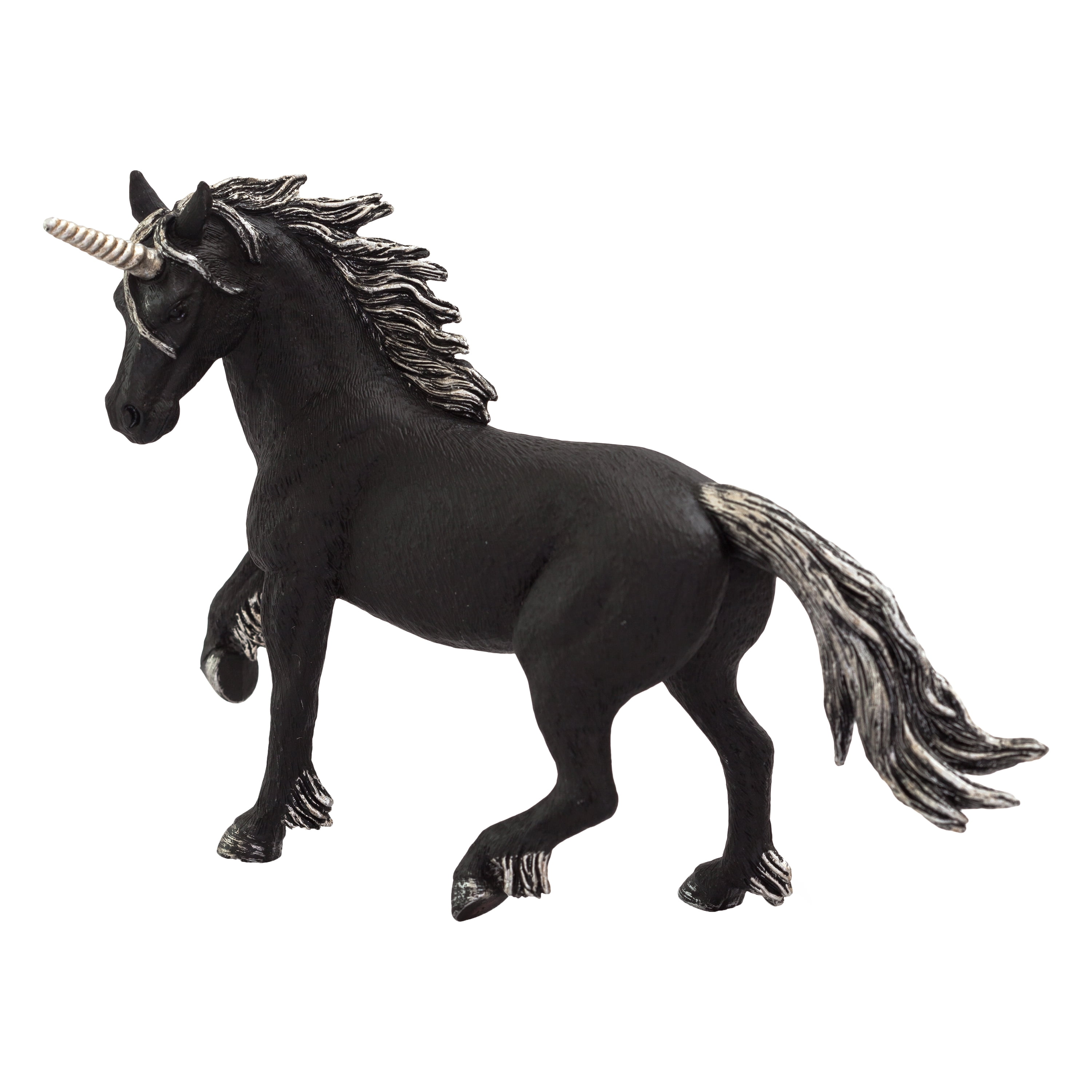 Hand-Painted Black and Silver Mythical Unicorn Toy Figurine