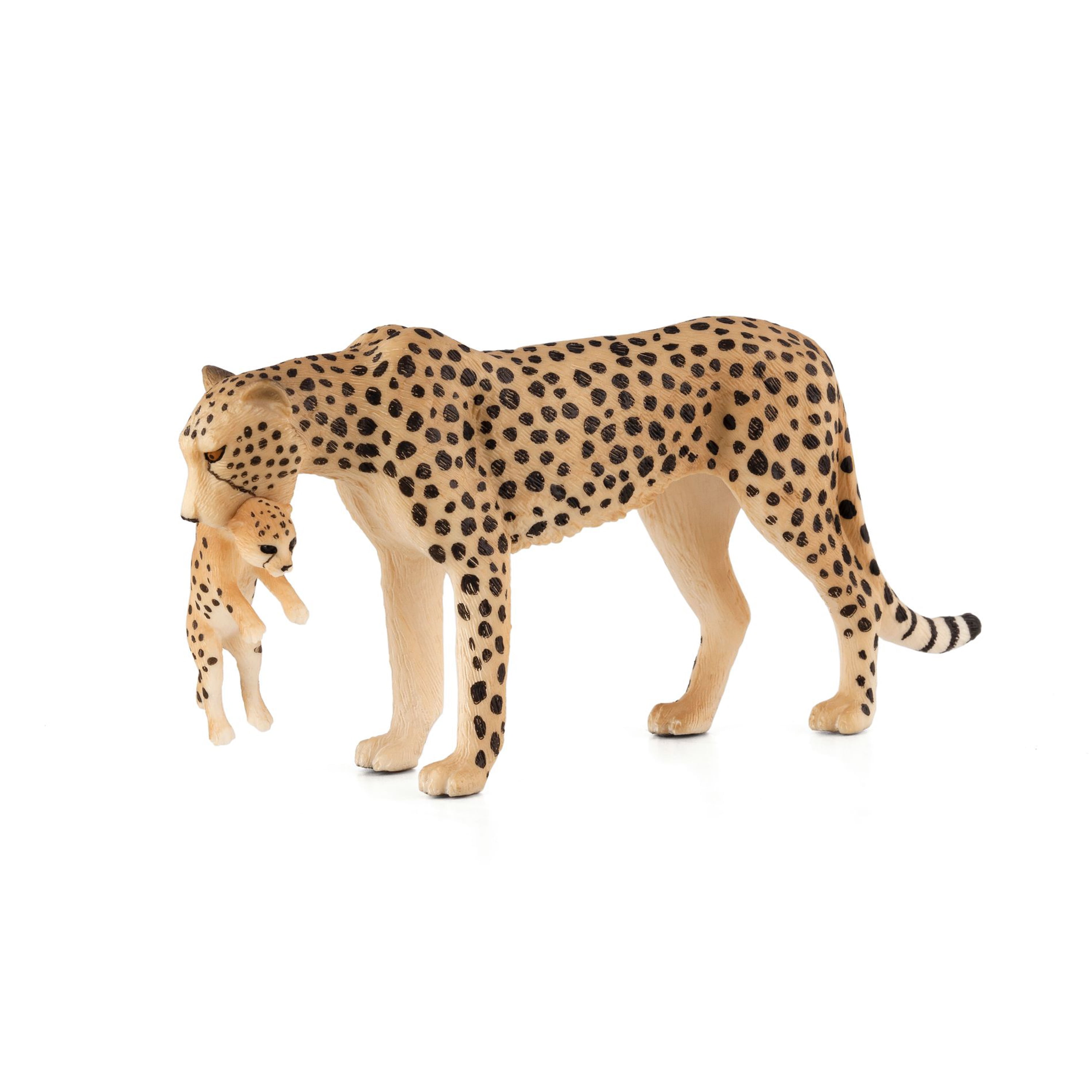 MOJO - Realistic International Wildlife Figurine, Cheetah Female With Cub