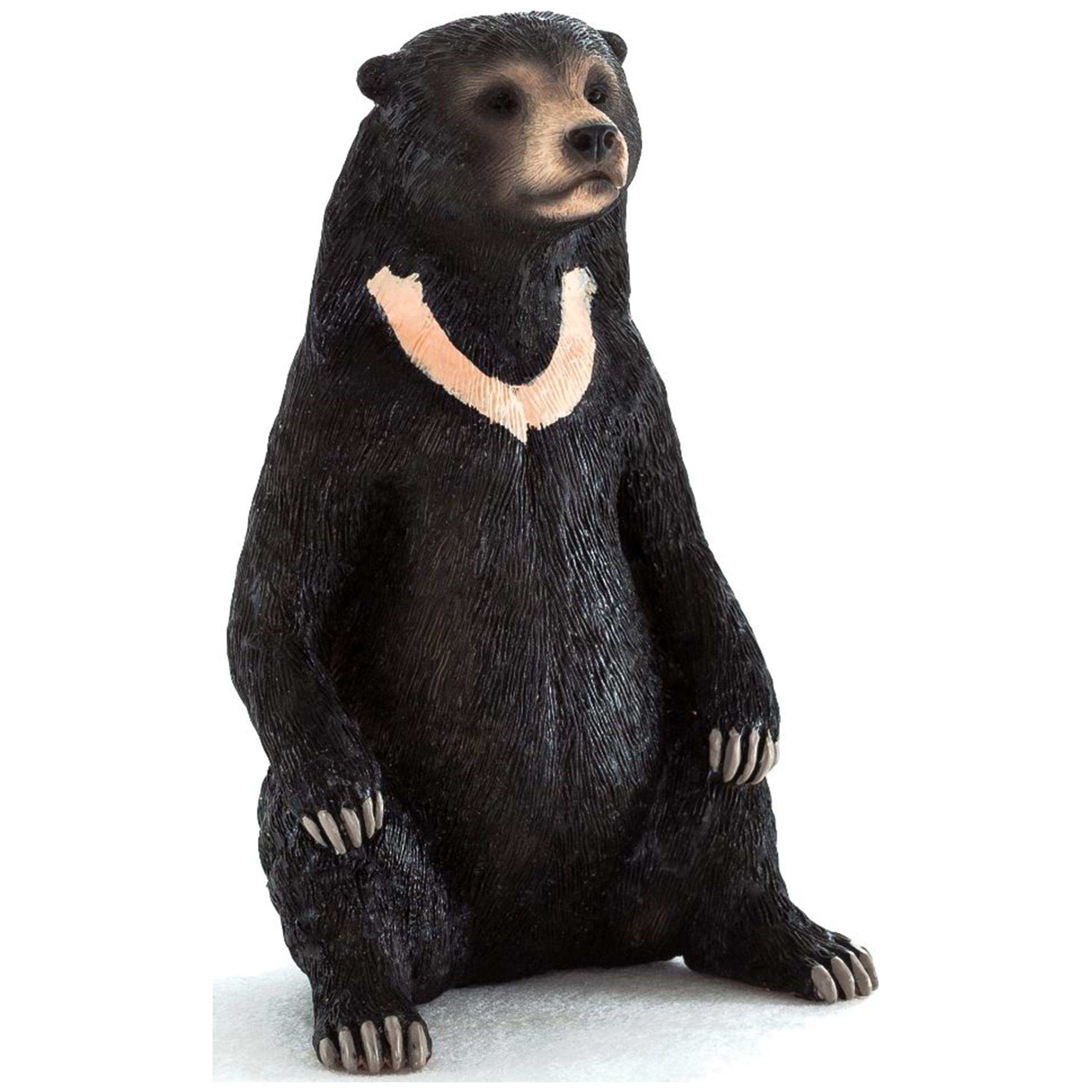 Hand Painted Black and Beige Sun Bear Toy Figurine