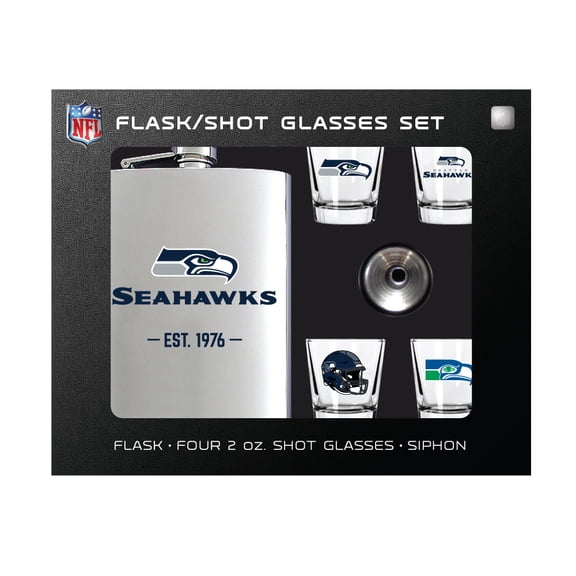 MOJO Seattle Seahawks Shot Glass & Flask Gift Set