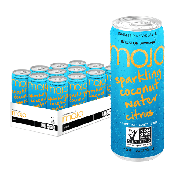 MOJO Sparkling Coconut Water + Citrus | Hydration Drink & Sports Drink | Electrolytes Beverage | Vitamin B & C | Hydration Drink for Skin & Body | 10.8 Oz (Pack Of 12)