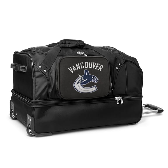 MOJO Vancouver Canucks Black 27'' 2-Wheel Drop Bottom Rolling Duffel Bag
