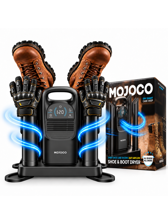 Shoe Dryer - Boot Dryer and Deodorizer for Work Boots and Gloves,300W Electric Dryer, 3 Drying Modes with Deodorization, Adjustable 30720 min Timer, Telescopic Tubes for Boots, Shoes