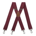 thumbnail image 1 of MOJOGO 1.5 In Wide Suspenders for Men Fashion Casual Solid X Back Adjustable Elastic Strap with 4 Loops for Heavy Duty Wine Free Size, 1 of 5