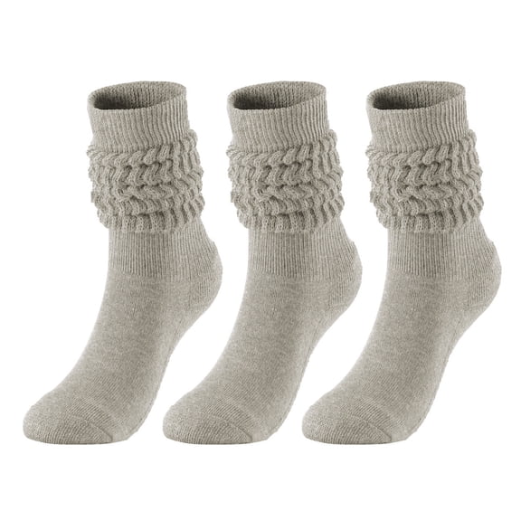 MOJOGO 3 Pairs Socks for Women Casual Comfy Moisture Control Socks Trendy Slouch Socks 10-Pack Gray Free Size