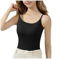thumbnail image 1 of MOJOGO Basic Undershirt for Women Summer Seamless Camisole Layerlook Tank Top with Built-in Bra Black M, 1 of 8