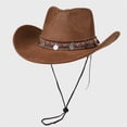 thumbnail image 1 of MOJOGO Boho Cowboy Hat for Men and Women Suede Wide Brim Sun Hat Vintage Fedora Hats for Vacation Daily Brown M, 1 of 9
