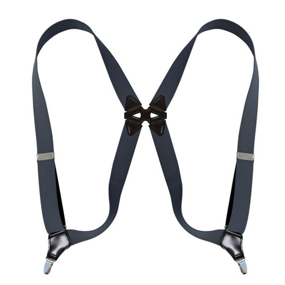 MOJOGO Braces for Men and Women Casual Solid X Type Adjustable Suspenders for Work or Casual Wear with 2 Sturdy Clips Dark Gray Free Size
