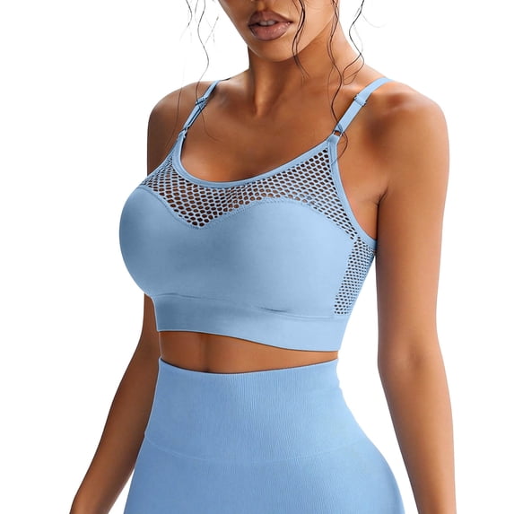 MOJOGO Breathable Mesh Bras for Women s Wirefree Medium Support Sport Bra Summer Yoga Bralettes S