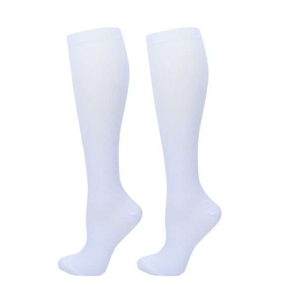 MOJOGO Compression Socks for Men Closed Toe Stocking Knee High Socks Suit for Running, Sport,Fitting White L