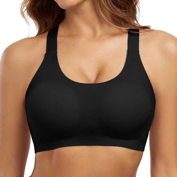 MOJOGO Everyday Comfort Bra for Women Wireless High Stretch Bralette with Wide Strap Seamless Full Coverage Jelly Bra S