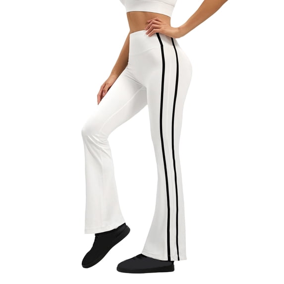 MOJOGO Flare Leg Sweatpants for Women High Waist Stretch Breathable Yoga Leggings Side Stripe Workout Pants XXL