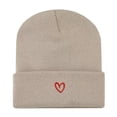 thumbnail image 1 of MOJOGO Heart Embroidery Beanie for Adult Cozy Knit Beanie Hats for Outdoor Riding Hiking Khaki Free Size, 1 of 2