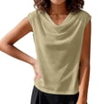 thumbnail image 1 of MOJOGO Lightweight Tops for Women Trendy Cowl Neck Sleeveless Blouse Loose Ribbed Knited Tank Tops for Summer Green S, 1 of 5