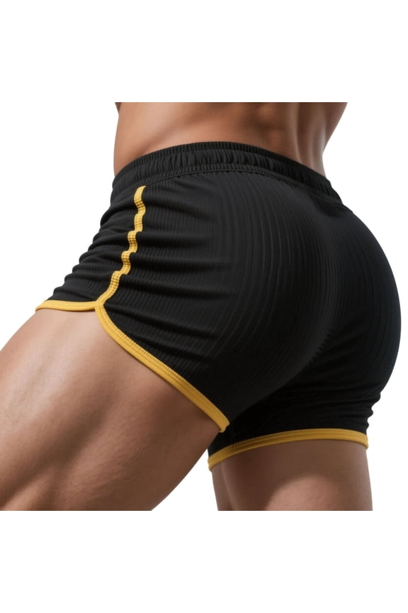 MOJOGO Men's Casual Boxer Shorts Color Block Ribbed Shorts High Stretch Shorts for Gym Training Homewear XL