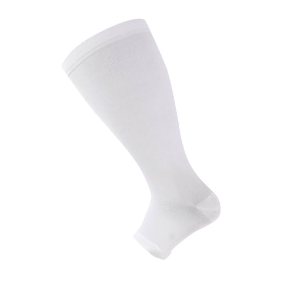 MOJOGO Men's Compression Socks Open Toe Knee High Stockings for Circulation Support White 3XL