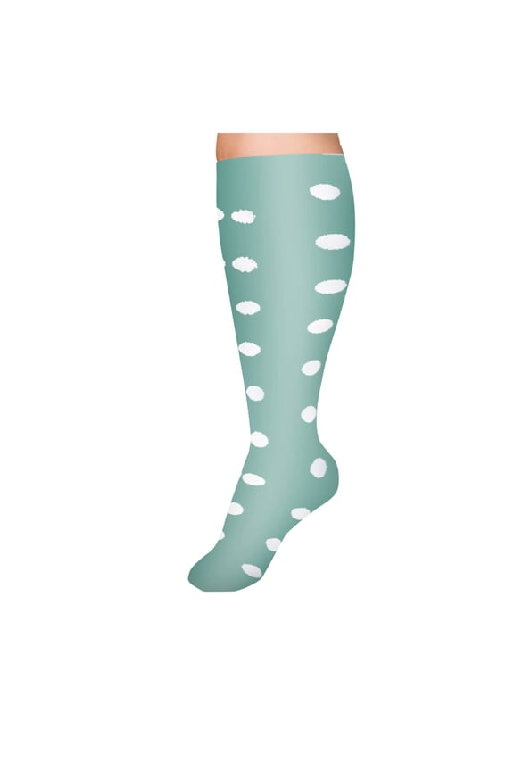 MOJOGO Men's Compression Socks Solid Knee High Stockings Support for Nurses,Running,Athletic,Travel Green 2XL