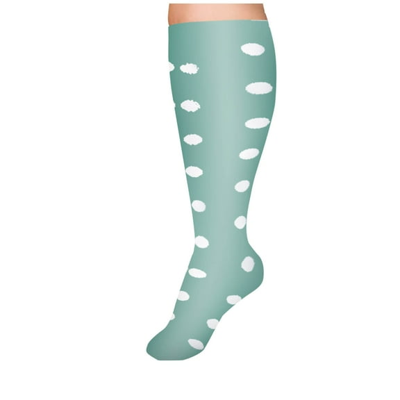 MOJOGO Men's Compression Socks Solid Knee High Stockings Support for Nurses,Running,Athletic,Travel Green 2XL
