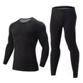 thumbnail image 1 of MOJOGO Men's Fall Winter Thermal Set Cozy Crew Neck Shirts Long Johns Base Layer Cold Weather Top Bottom Black L, 1 of 8