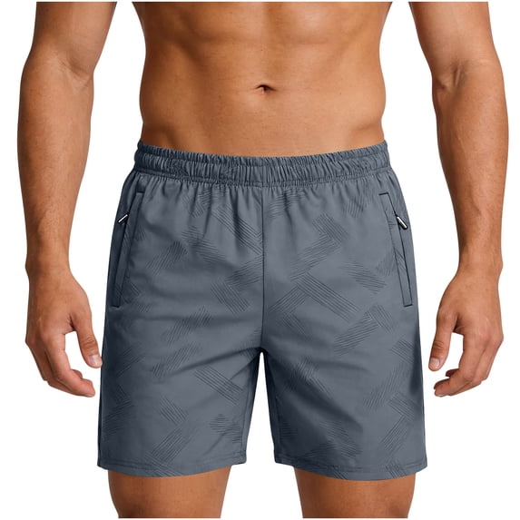 MOJOGO Men's Jacquard Shorts Casual Quick Dry Lightweight Shorts Gym Running Short Pants with Zipper Pockets 2XL