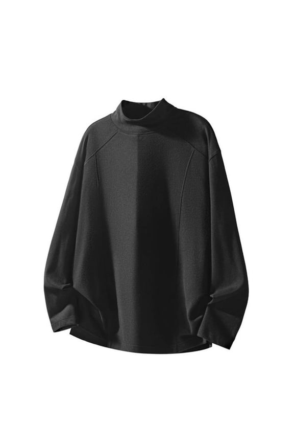 MOJOGO Men's Mock Tops Long Sleeve Basic Shirt Golf Pullover Top Base Layer Undershirts Athletic Workout Sweatshirts Black L