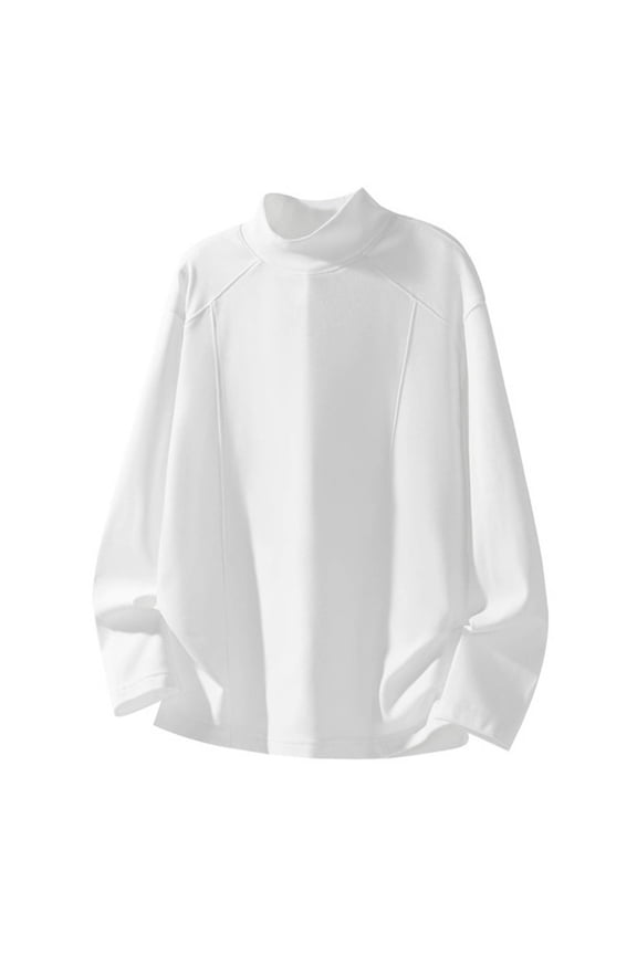 MOJOGO Men's Mock Tops Long Sleeve Basic Shirt Golf Pullover Top Base Layer Undershirts Athletic Workout Sweatshirts White L