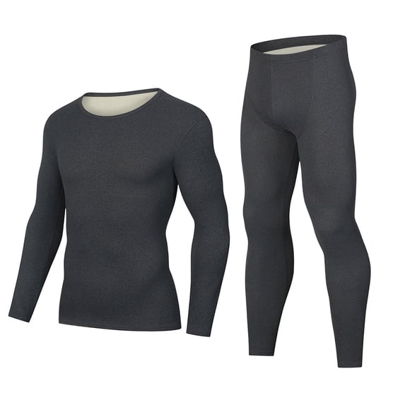 MOJOGO Men's Moisture Wicking Base Layer Crewneck Long Sleeve Undershirts Warm John Thermal Base Layer for Cold Weather Dark Gray L
