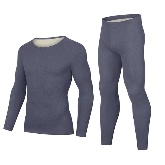 MOJOGO Men's Moisture Wicking Base Layer Crewneck Long Sleeve Undershirts Warm John Thermal Base Layer for Cold Weather Navy M