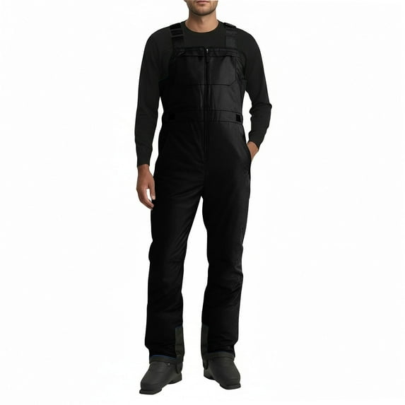 MOJOGO Men's Ski Overalls Zip Up Windproof Snow Pants Insulated Snowboarding Pants Winter Outdoor Thermal Wear with Multi Pockets Black M