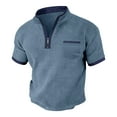 thumbnail image 1 of MOJOGO Men's Stand Collar Tops Casual Short Sleeve Quarter Zip Up Pullover Tops Summer Sports Shirts for Outdoor Activity Navy M, 1 of 4